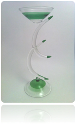 "The Glass is Always Greener" Martini Glass - Flameworked Borosilicate Crystal. Collaboration sculpture with Hans Meijer. 
