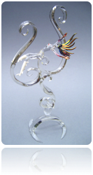 "Falling into Ecstacy" - Flameworked sculpted borosilicate crystal, dichroic glass. 