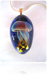 "Jellyfish" Flameworked Borosilicate Crystal Pendant. 