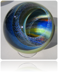  "Over the Rainbow" Flameworked Borosilicate Crystal Marble. Size 2 Inches.