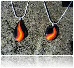 "Pele's Pendants" Flameworked Borosilicate Crystal. 