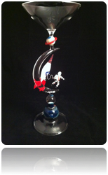 "Space Cowboy" Flameworked borosilicate crystal. Height 16 inches. Collaboration with Hans Meijer. 
